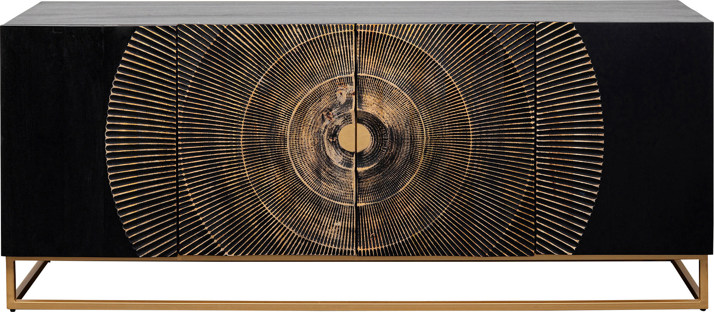 SIDEBOARD  in 177/75/45 cm  - Dunkelbraun/Goldfarben, Design, Holz/Metall (177/75/45cm) - Kare-Design