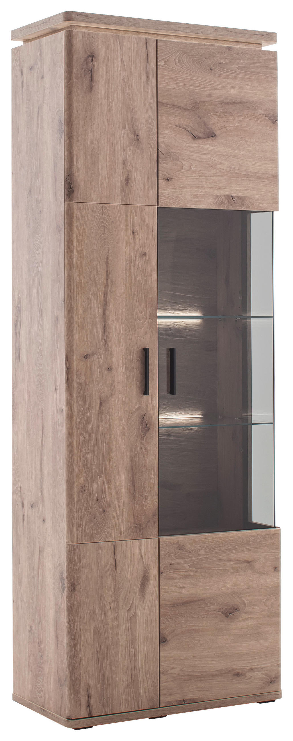 VITRINE Eiche dunkel  75/208/38 cm  - Eiche dunkel/Anthrazit, KONVENTIONELL, Glas/Holzwerkstoff (75/208/38cm) - Cantus