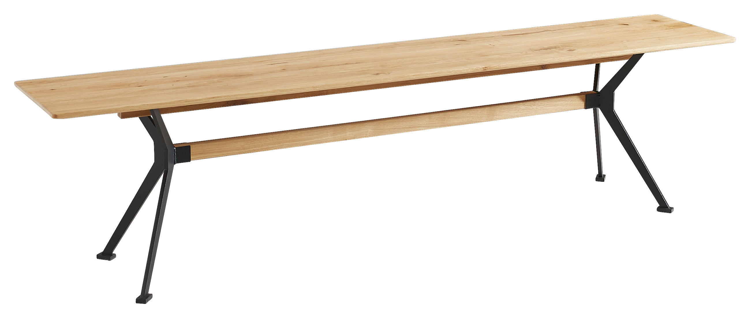 SITZBANK 180/45/35 cm Schwarz, Eichefarben Eiche Hartholz  - Eichefarben/Schwarz, Natur, Holz/Metall (180/45/35cm) - Linea Natura