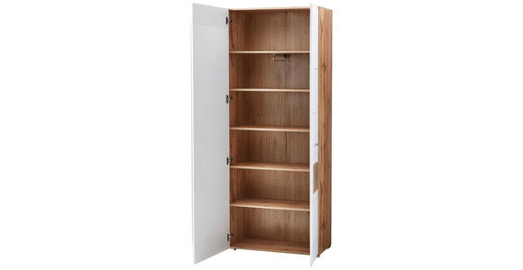 GARDEROBENSCHRANK 80/201/37 cm  - Eichefarben/Silberfarben, KONVENTIONELL, Glas/Holzwerkstoff (80/201/37cm) - Voleo