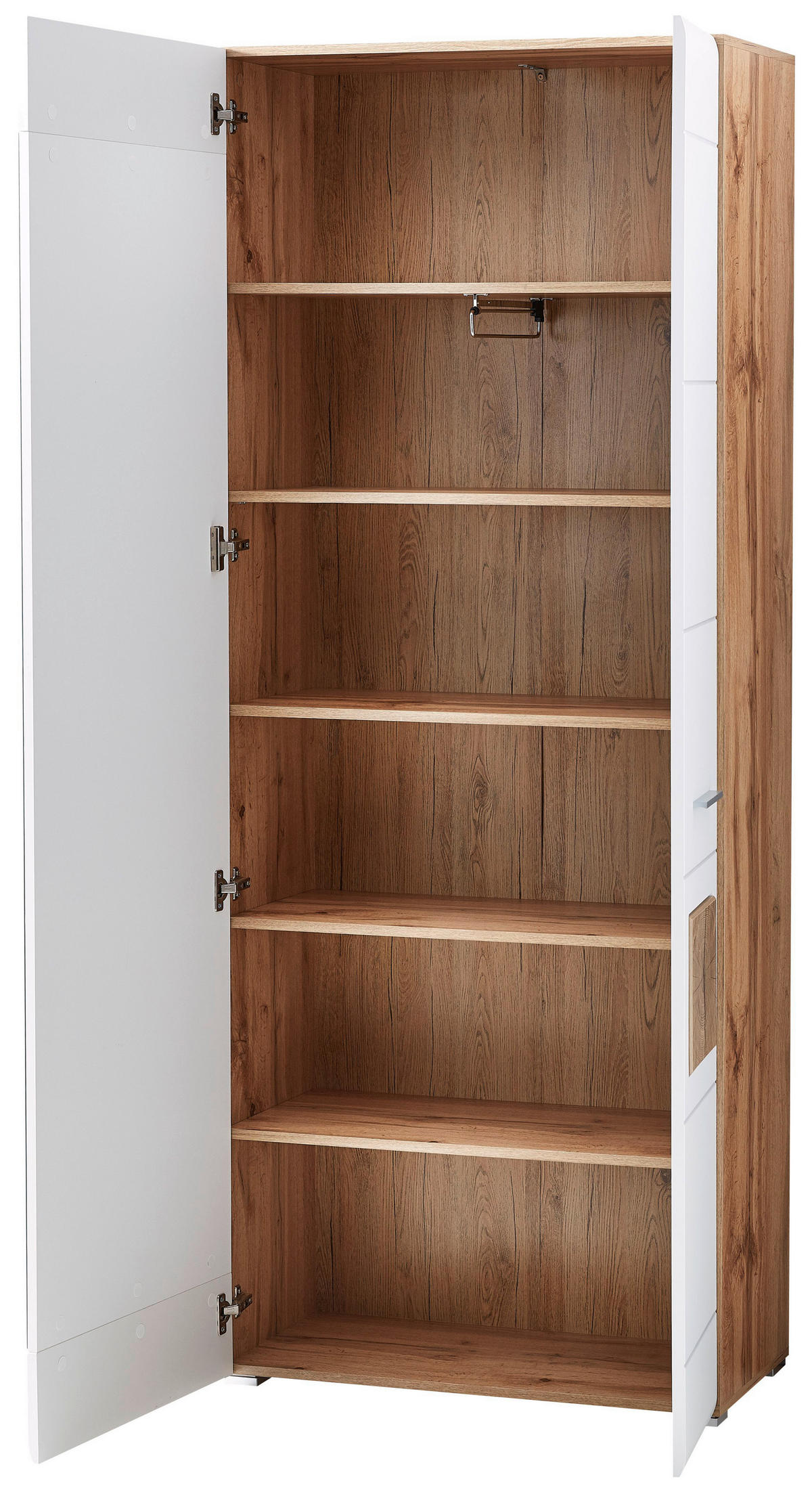 GARDEROBE 7-teilig  in 270/201/37 cm  - Eichefarben/Weiß, KONVENTIONELL, Holzwerkstoff/Textil (270/201/37cm) - Voleo
