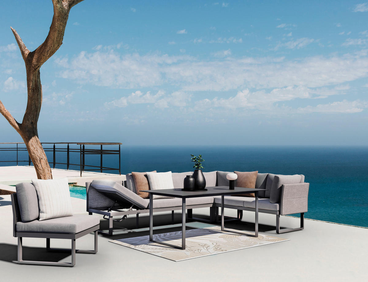 LOUNGE SOFA   antracit, svijetlo siva, tamno siva  - tamno siva/svijetlo siva, Design, metal/tekstil (201/74/76cm) - Amatio