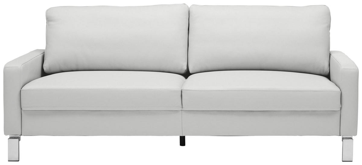 3-SITZER-SOFA in Echtleder Hellgrau  - Chromfarben/Hellgrau, Design, Leder/Metall (204/81/97cm) - Pure Home Lifestyle