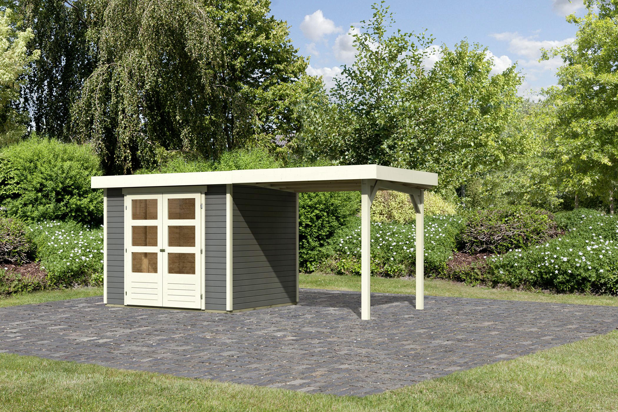 GARTENHAUS  - Grau, Basics, Holz (491/217/211cm) - Karibu