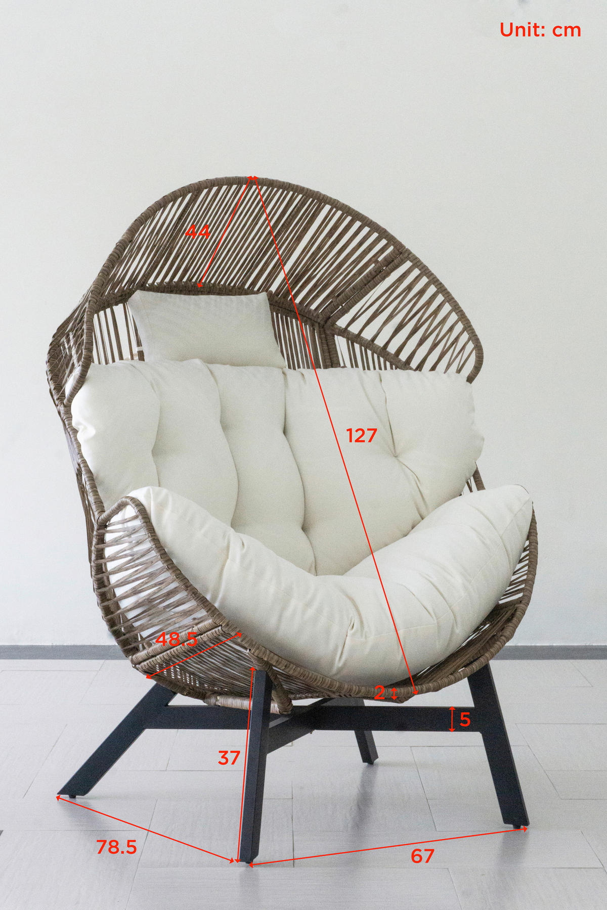 LOUNGESESSEL Naturfarben, Schwarz, Beige Stahl  - Beige/Schwarz, Design, Kunststoff/Textil (101/140/96cm) - Ambia Garden