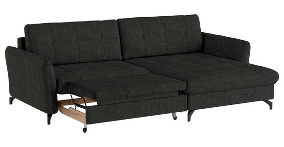 ECKSOFA in Flachgewebe, Leinenoptik Anthrazit  - Anthrazit/Schwarz, Design, Textil/Metall (242/170cm) - Xora