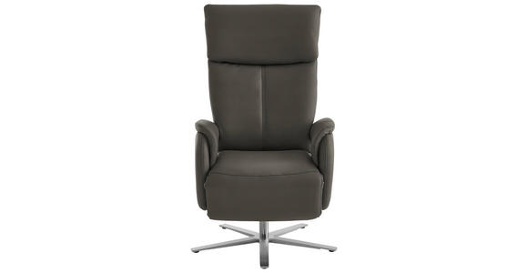 RELAXSESSEL in Leder Grau  - Edelstahlfarben/Grau, Design, Leder/Metall (70/124/85cm) - Cantus