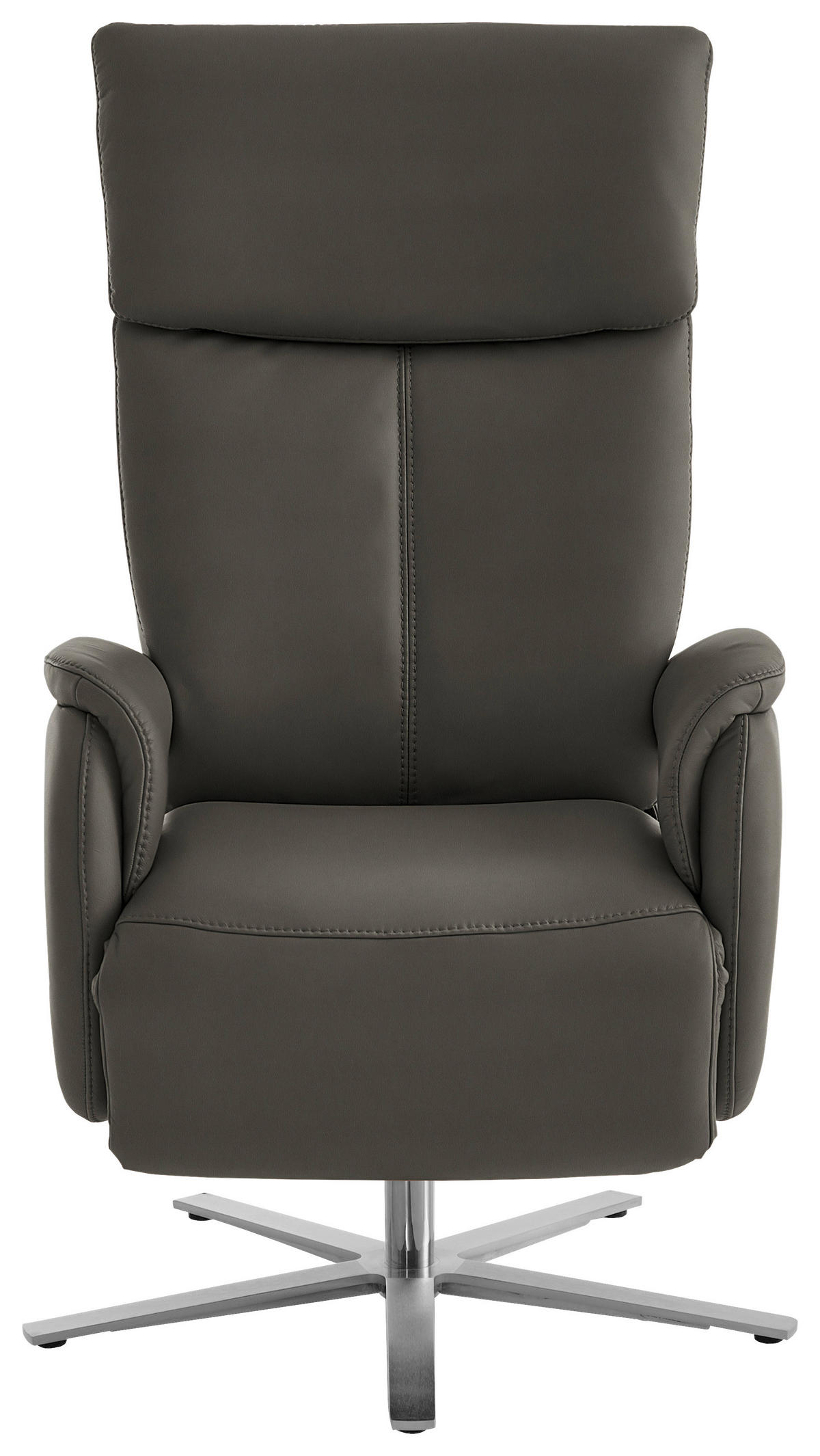 RELAXSESSEL in Leder Grau  - Edelstahlfarben/Grau, Design, Leder/Metall (70/124/85cm) - Cantus