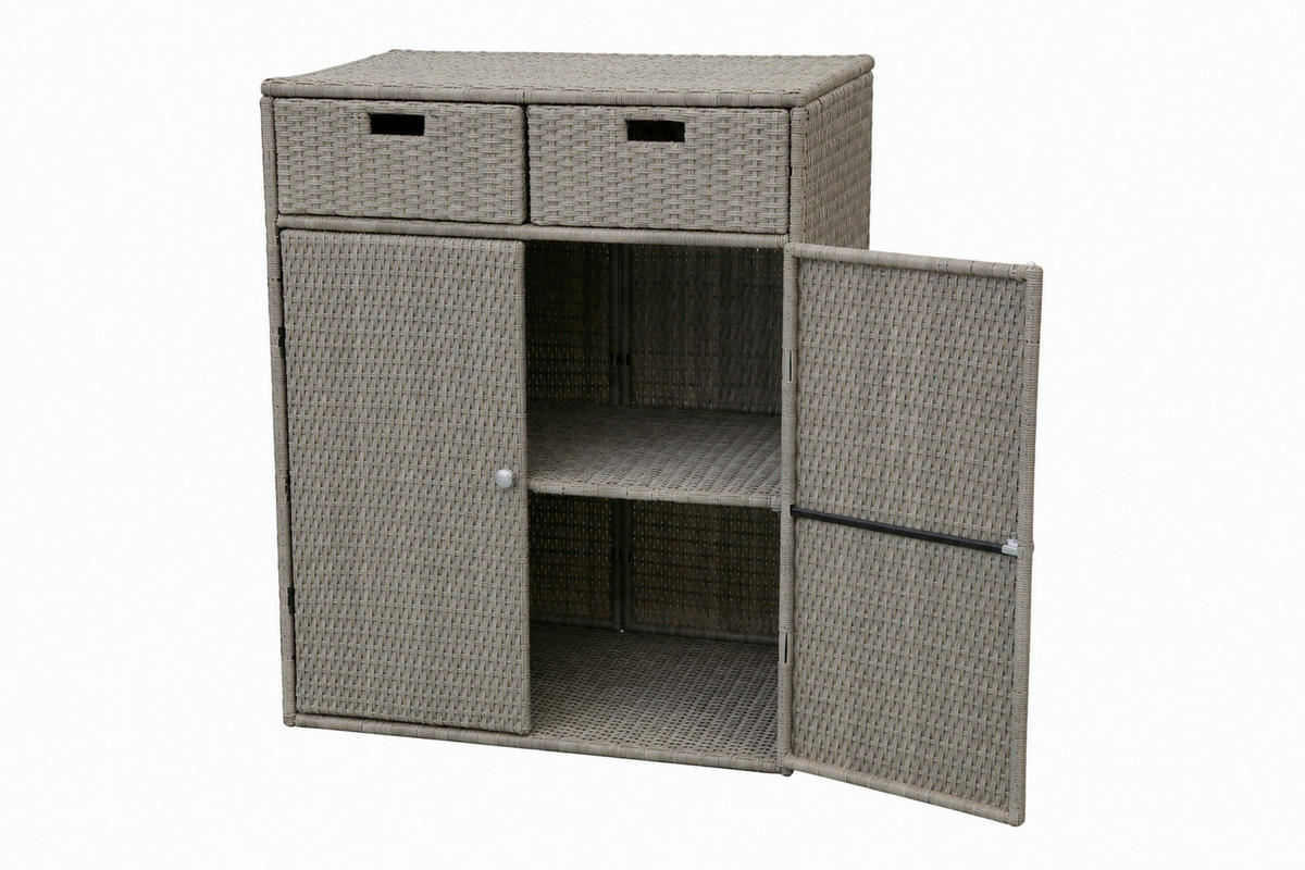 GARTENKOMMODE 90/113/55 cm  - Silberfarben/Braun, MODERN, Kunststoff/Metall (90/113/55cm) - Ambia Garden