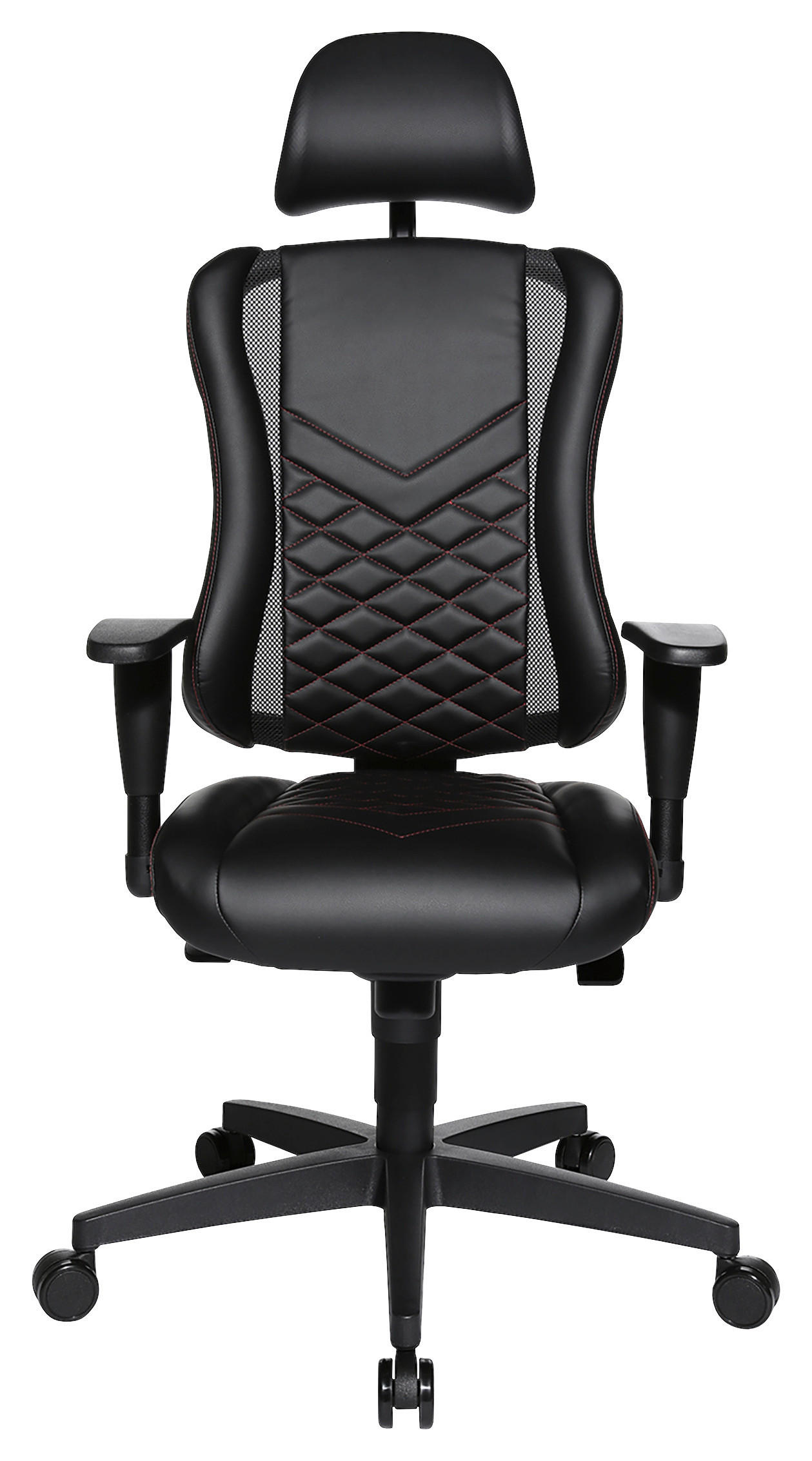 DREHSTUHL Lederlook Schwarz  - Rot/Schwarz, Design, Kunststoff/Textil (47,5/99-127/44cm) - Dieter Knoll