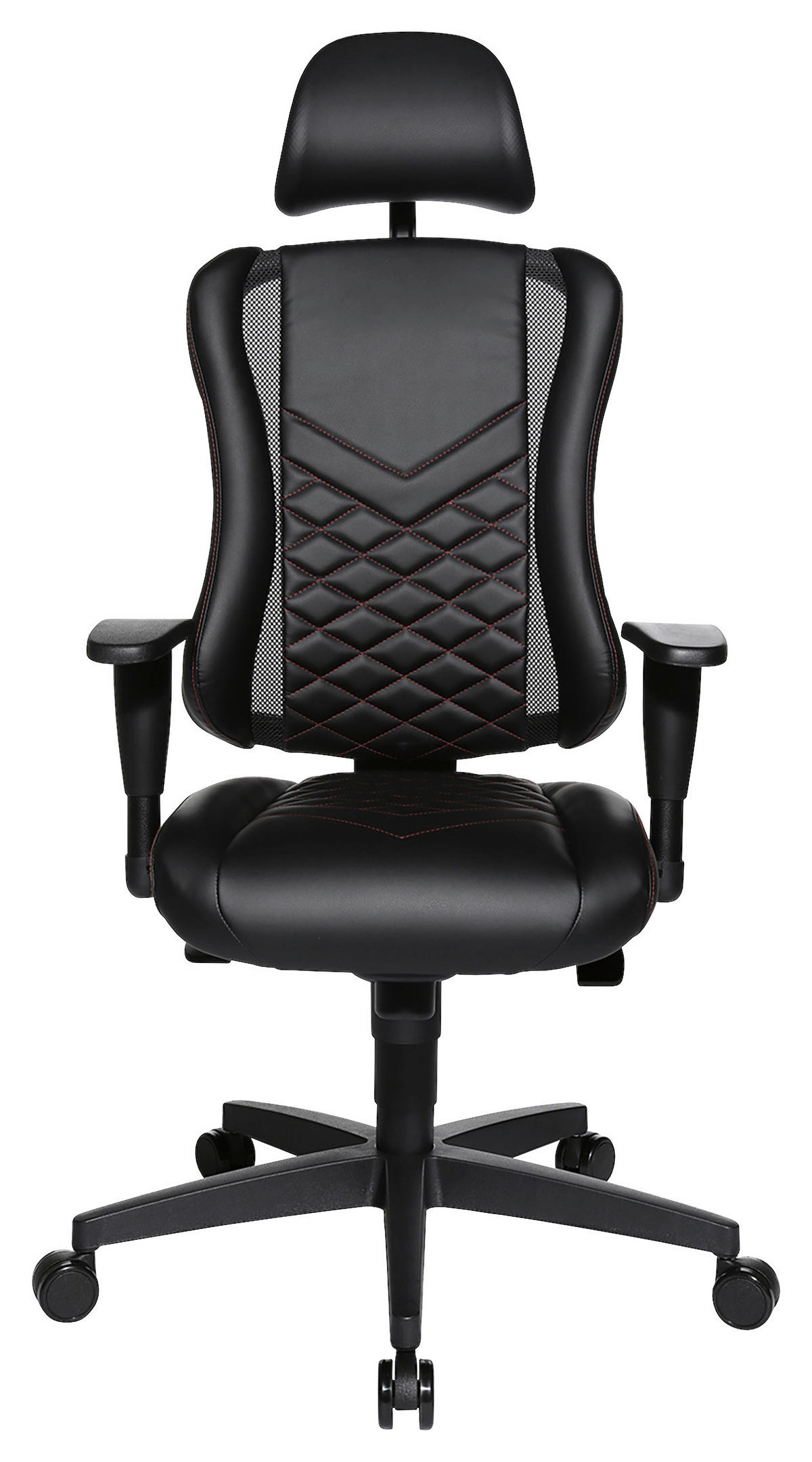 DREHSTUHL  in Lederlook Schwarz  - Rot/Schwarz, Design, Kunststoff/Textil (47,5/99-127/44cm) - Dieter Knoll