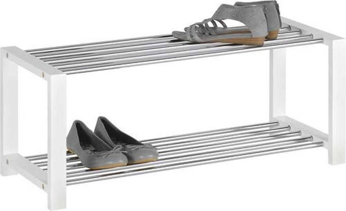 STALAK ZA OBUĆU  bijela, boje kroma  metal, drvni materijal     - bijela/boje kroma, Design, drvni materijal/metal (80/32/30cm) - Carryhome