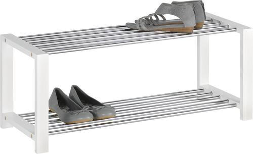 Carryhome REGÁL NA TOPÁNKY, biela, chrómová, 80/32/30 cm