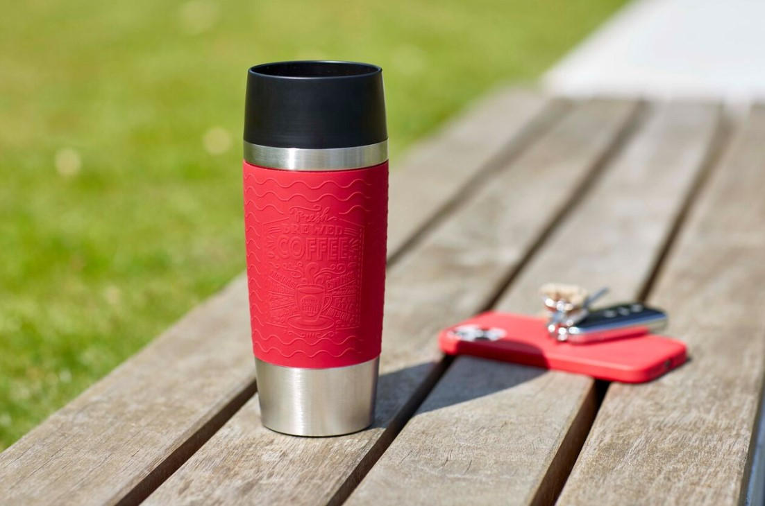 COFFEE-TO-GO-MUGG 1 l  - röd/svart, Design, metall/plast (0,36l) - Tefal