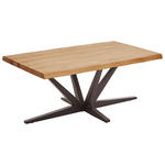 COUCHTISCH Eiche massiv 110/70/45 cm rechteckig Schwarz, Eichefarben  - Eichefarben/Schwarz, Natur, Holz/Metall (110/70/45cm) - Linea Natura