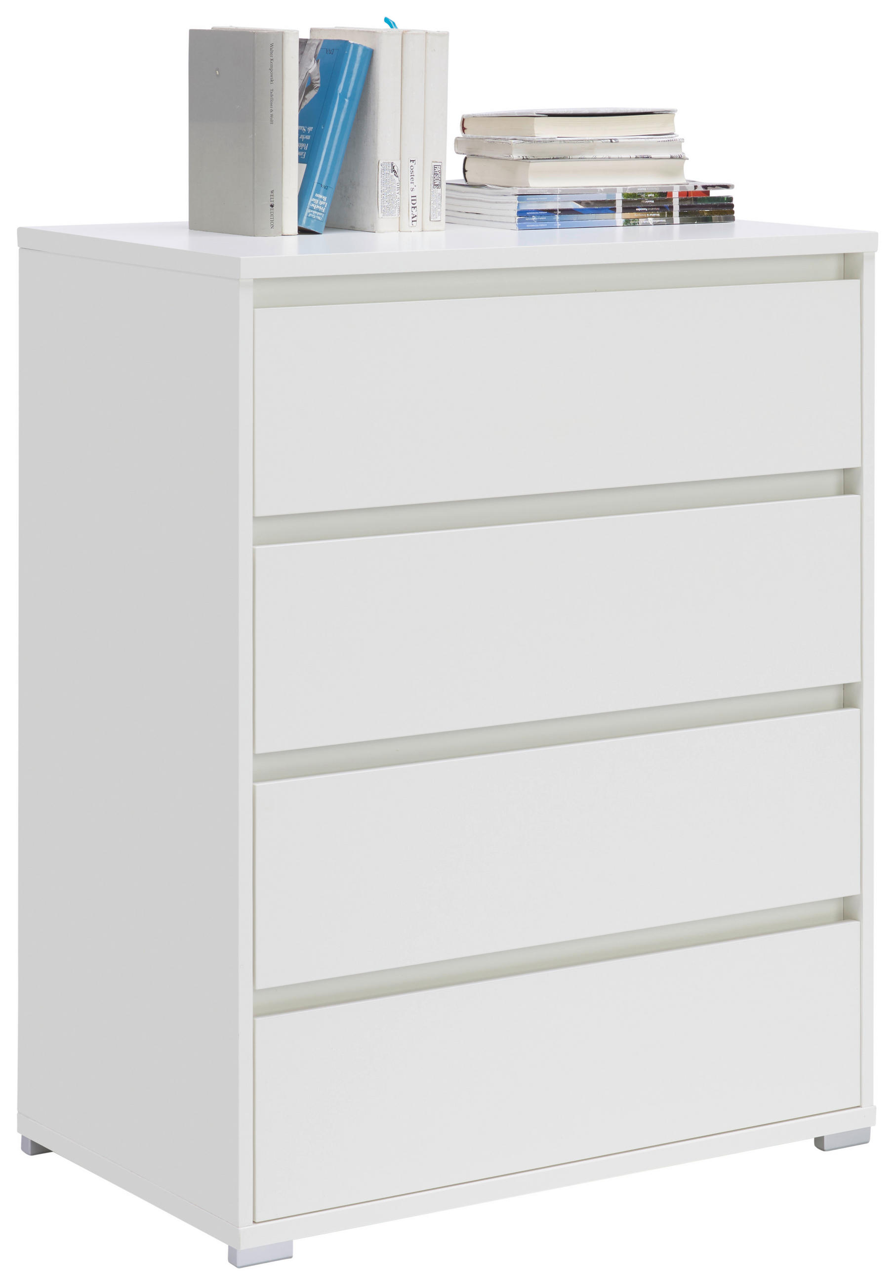 KOMODA, bílá, 80/103/48 cm - bílá/barvy stříbra, Design, kompozitní dřevo/plast (80/103/48cm) - Carryhome