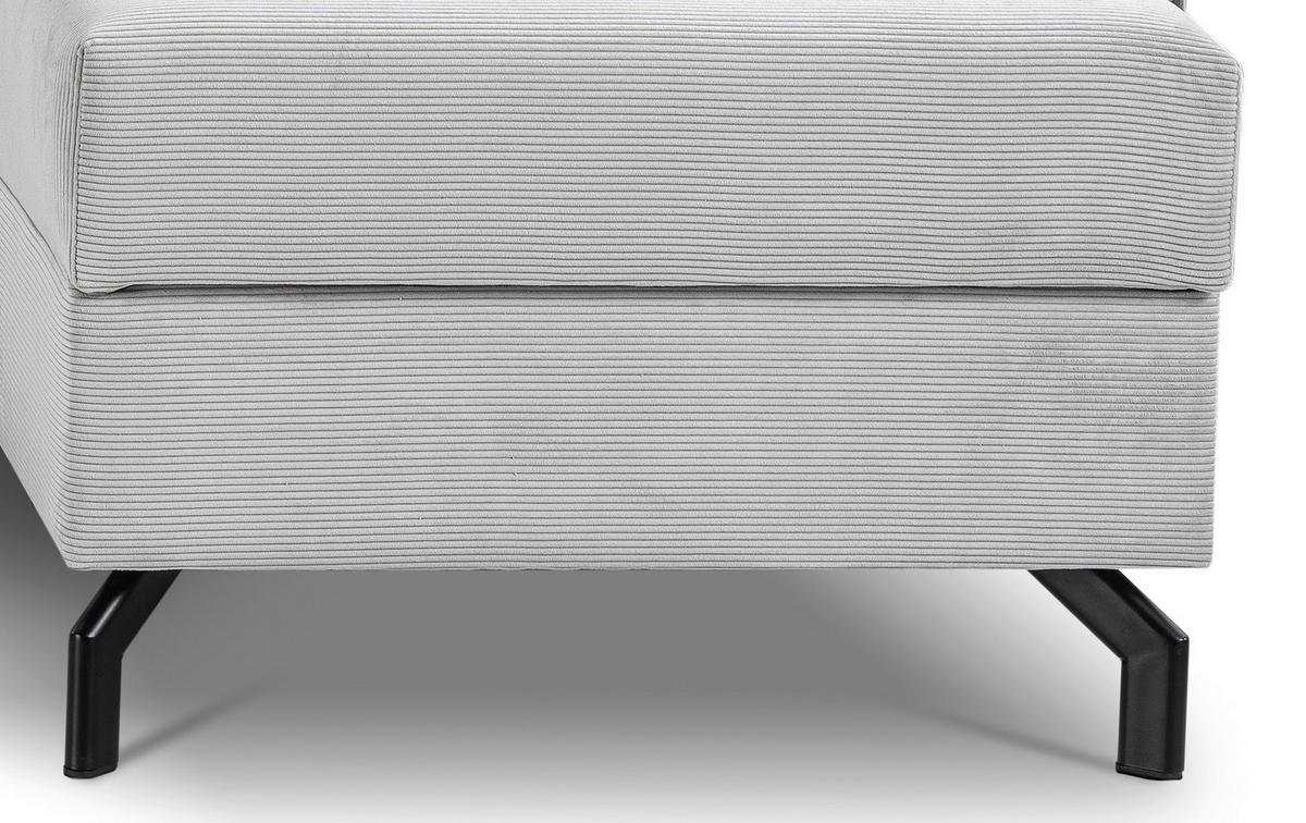 ECKSOFA MARTI Hellgrau Cord  - Hellgrau/Schwarz, Basics, Holz/Textil (230/148cm) - MID.YOU