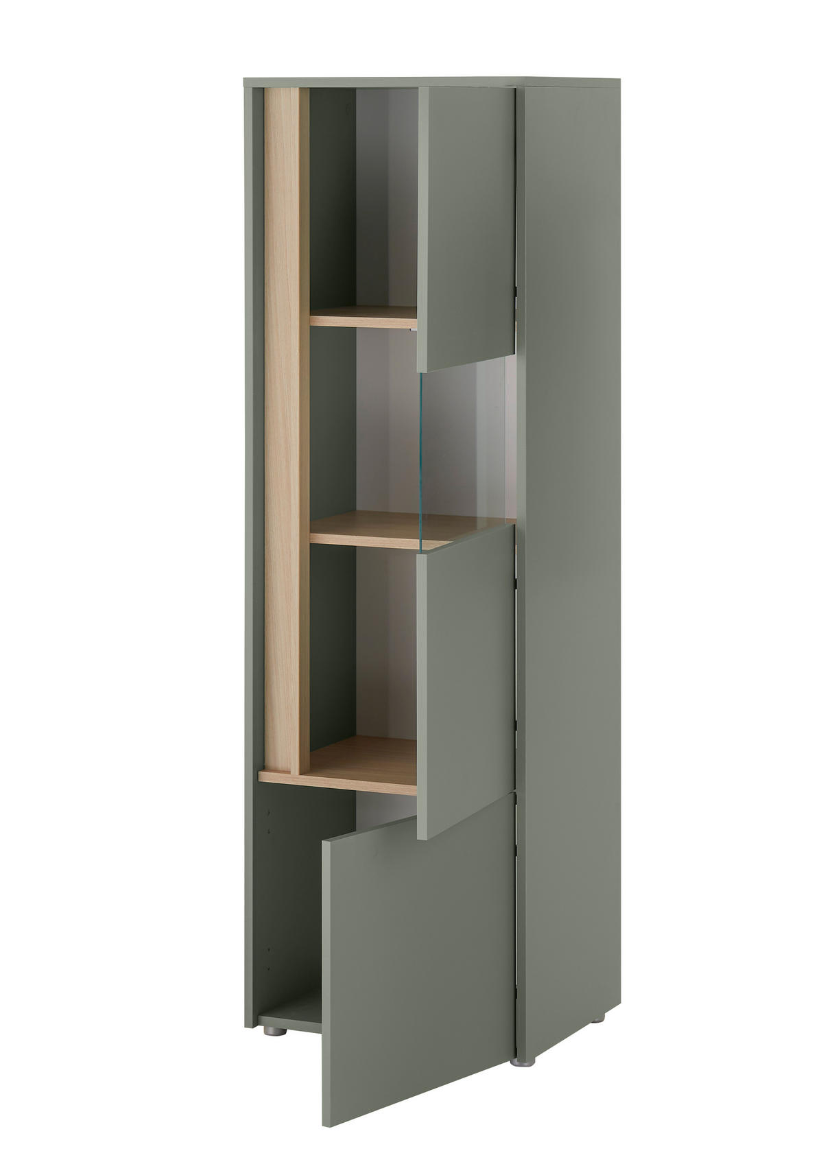 VITRINE  in Grün, Eichefarben  - Eichefarben/Schwarz, Design, Holzwerkstoff/Kunststoff (50/157/40cm) - Modante