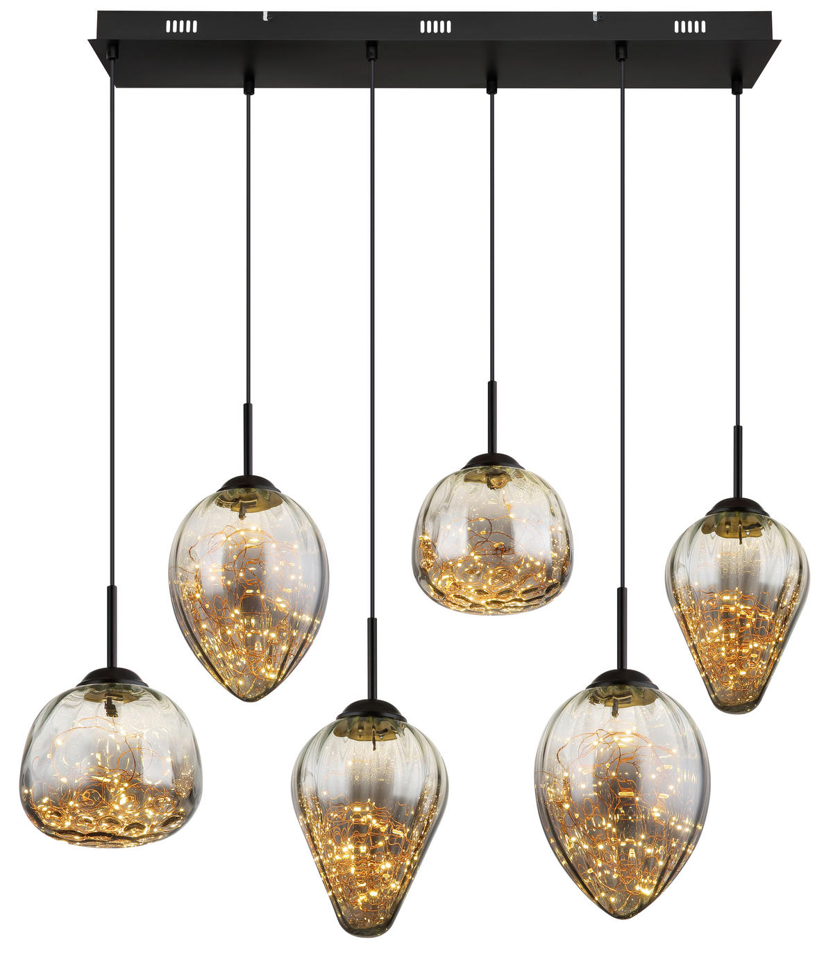 LED-HÄNGELEUCHTE 97/32/120 cm    - Klar/Schwarz, Design, Glas/Metall (97/32/120cm) - Globo