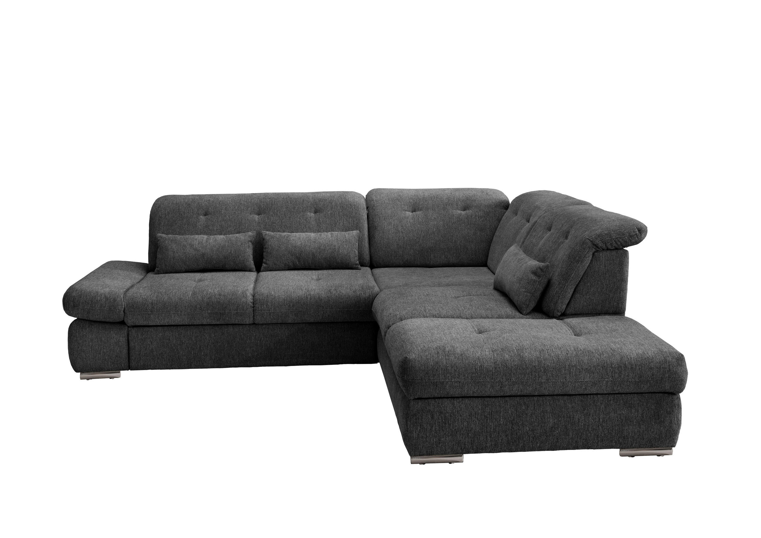 ECKSOFA Anthrazit Chenille  - Chromfarben/Anthrazit, Design, Textil/Metall (280/254cm) - Livetastic