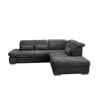 ECKSOFA in Chenille Anthrazit  - Chromfarben/Anthrazit, Design, Textil/Metall (280/254cm) - Livetastic