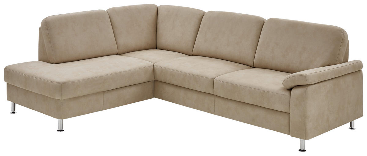 ECKSOFA Rostock Beige Mikrofaser  - Beige, Design, Textil/Metall (202/266cm) - Beldomo System