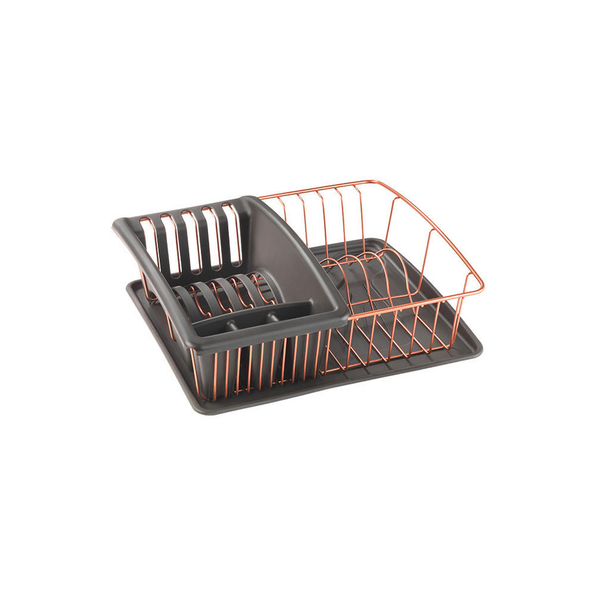 EDÉNYSZÁRÍTÓ KOSÁR - bronz, Basics, műanyag/fém (35/12/30cm) - Metaltex