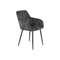 ARMLEHNSTUHL  in Stahl Velours  - Anthrazit, MODERN, Textil/Metall (55/84/61cm) - Livetastic