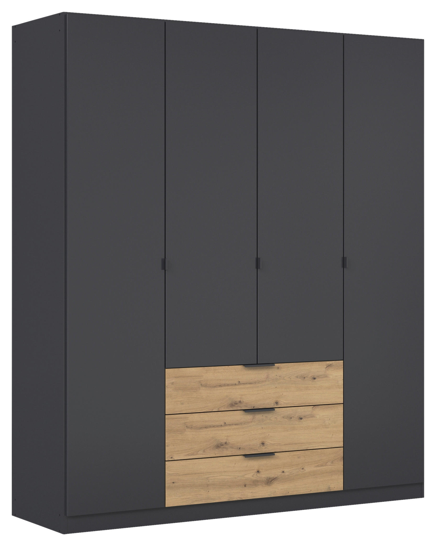 KLEIDERSCHRANK Graphitfarben, Eiche Artisan  - Graphitfarben/Eiche Artisan, Basics, Holzwerkstoff/Metall (181/210/54cm) - Boxxx