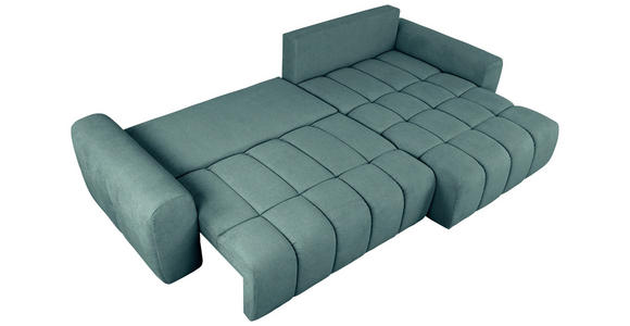 ECKSOFA Petrol Velours  - Petrol/Schwarz, KONVENTIONELL, Kunststoff/Textil (298/168cm) - Carryhome