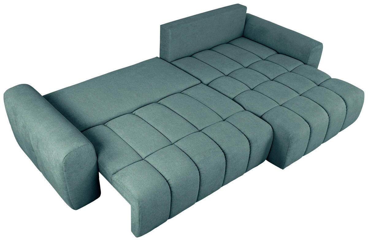 ECKSOFA in Velours Petrol  - Petrol/Schwarz, Konventionell, Kunststoff/Textil (298/168cm) - Carryhome