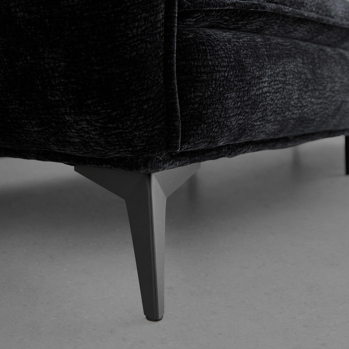 Megasofa Ottawa Svart i flatväv svart  - svart, Modern, metall/textil (272/87/107cm) - Premium Living