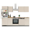KÜCHENBLOCK 280 cm   in Anthrazit, Creme  - Edelstahlfarben/Eichefarben, KONVENTIONELL, Holzwerkstoff/Metall (280cm) - Welnova