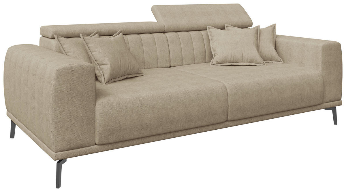 3-SITZER-SOFA Webstoff Beige  - Beige/Schwarz, KONVENTIONELL, Textil/Metall (240/80/110cm) - Carryhome