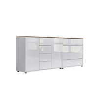 SIDEBOARD Mailand Set 14  in 184,5/73/33 cm  - Weiß Hochglanz/Schwarz, MODERN, Holzwerkstoff (184,5/73/33cm) - MID.YOU