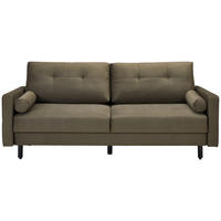 SCHLAFSOFA Samt Olivgrün  - Schwarz/Olivgrün, Konventionell, Holz/Textil (220/95/98cm) - MID.YOU