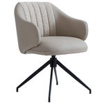 ARMLEHNSTUHL  Sitzfläche 360° drehbar, automatische Rückholfunktion Leinenoptik Echtleder  - Taupe/Schwarz, Design, Leder/Textil (60/82/62cm) - Novel