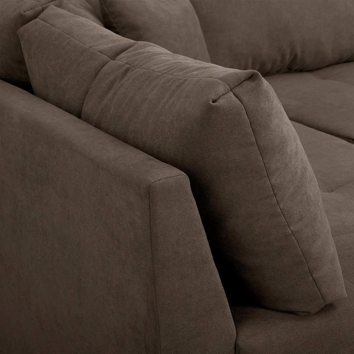 ECKSOFA Ariella in Mikrofaser Braun  161/231 cm  - Naturfarben/Braun, Design, Holz/Textil (161/231cm) - Livetastic