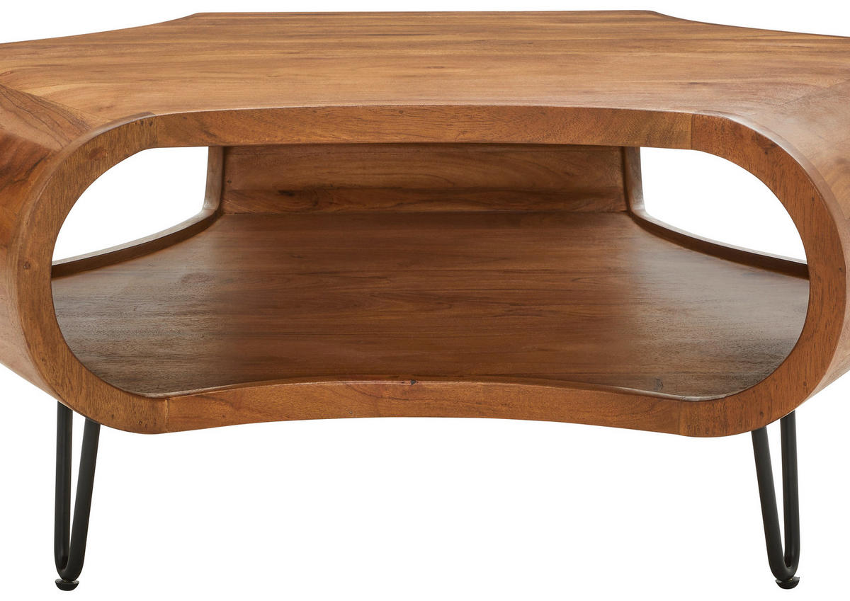 COUCHTISCH Malabo Akazie vollmassiv Freiform Schwarz, Akaziefarben  - Schwarz/Akaziefarben, Design, Holz/Metall (95/39/95cm) - Livetastic