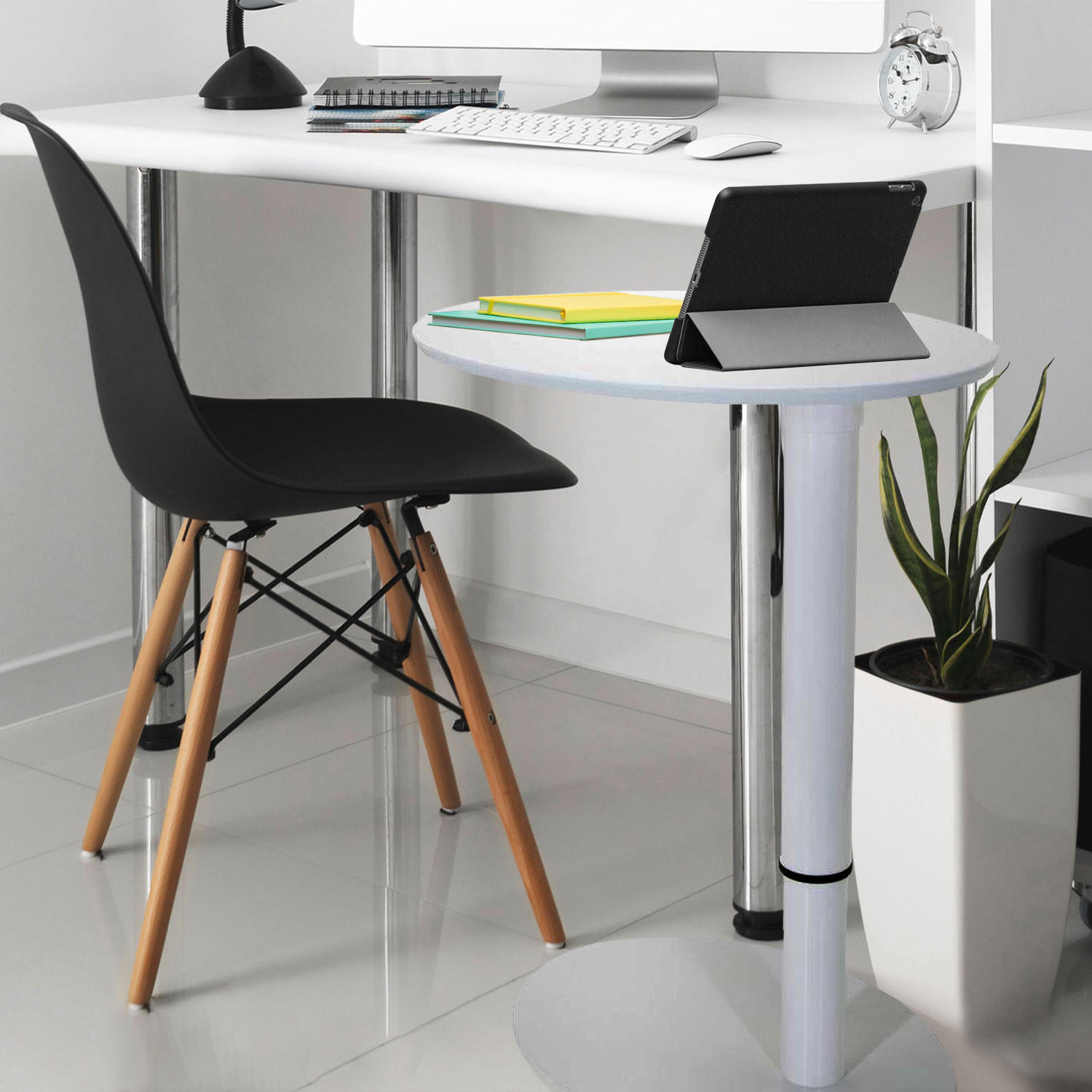 BEISTELLTISCH 90/50/64 cm Weiß oval  - Weiß, Basics, Holzwerkstoff/Metall (90/50/64cm) - MID.YOU