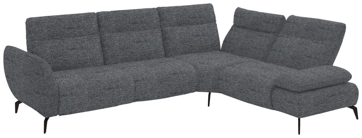 ECKSOFA in Webstoff Grau  290/223 cm  - Schwarz/Grau, Design, Textil/Metall (290/223cm) - Moderano
