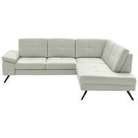 ECKSOFA in Lederlook, Mikrofaser Hellgrau  261/220 cm  - Hellgrau/Schwarz, Design, Textil/Metall (261/220cm) - Beldomo System