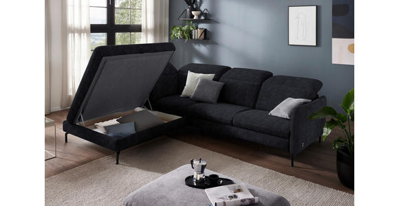 ECKSOFA in Flachgewebe Graphitfarben 299-313/233 cm - Schwarz/Graphitfarben, Design, Textil/Metall (299-313/233cm) - Dieter Knoll