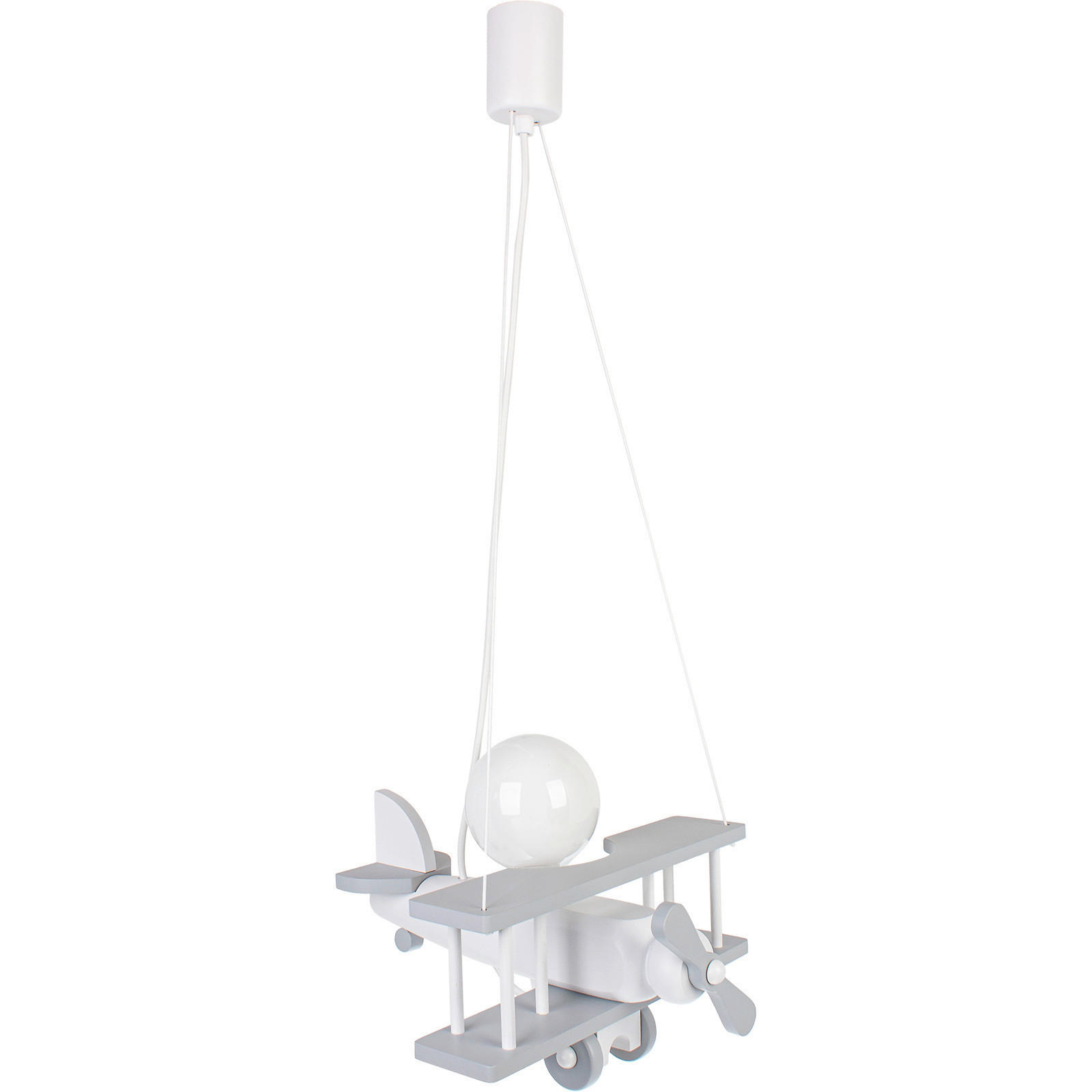 XXXLutz Kinderhängeleuchte Flugzeug Grau, Weiß 31x75x29 cm