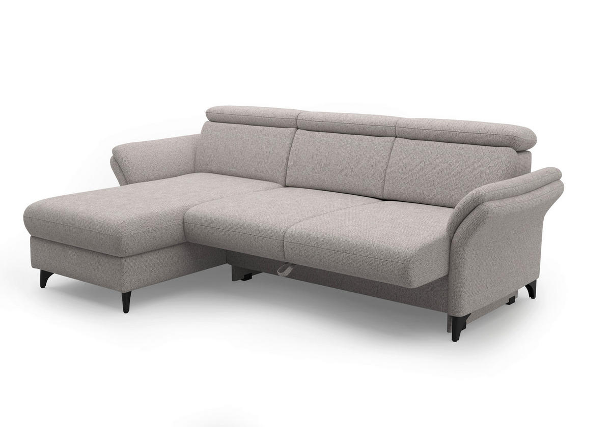 ECKSOFA GLENDALE E Silberfarben Chenille  - Silberfarben/Schwarz, KONVENTIONELL, Textil/Metall (166/253cm) - Sit & More