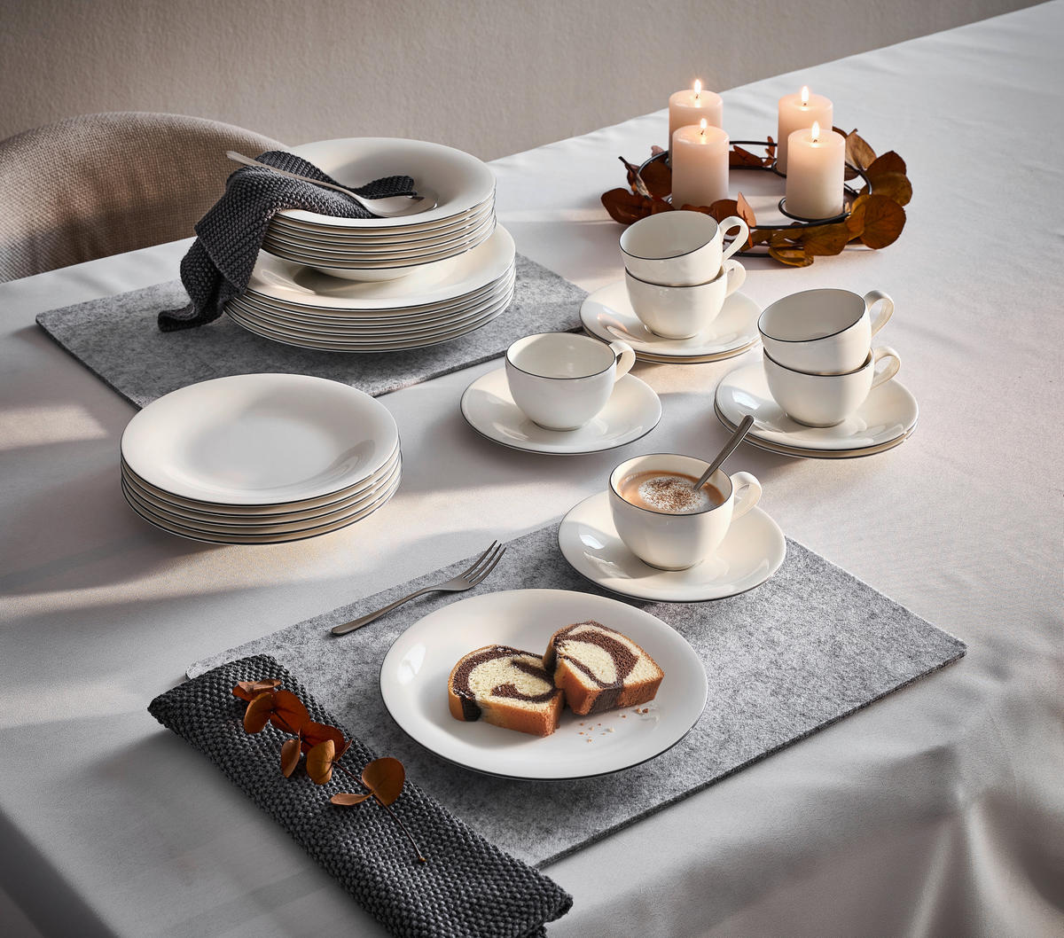 JEDILNI SERVIS  Grey Lines     12-delni   - siva/bela, Konvencionalno, keramika (6,00kg) - Villeroy & Boch