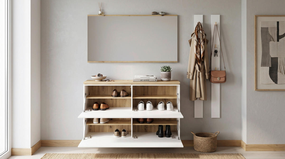 GARDEROBE 4-teilig  in 180,2/200/33 cm  - Weiß/Eiche Artisan, KONVENTIONELL, Holzwerkstoff (180,2/200/33cm) - Xora