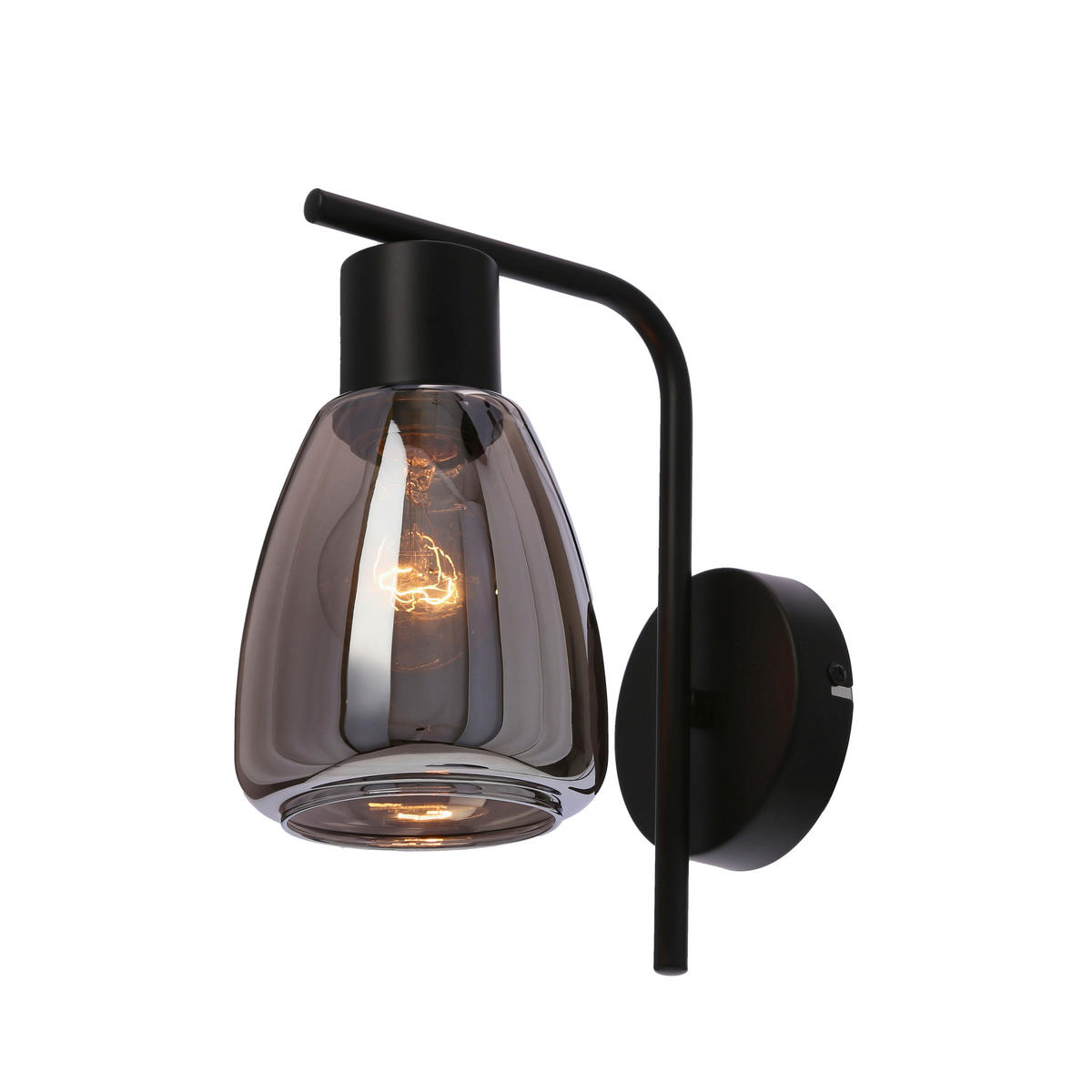 WANDLEUCHTE 17.4/12/23.5 cm   - Schwarz, Design, Glas/Metall (17.4/12/23.5cm)
