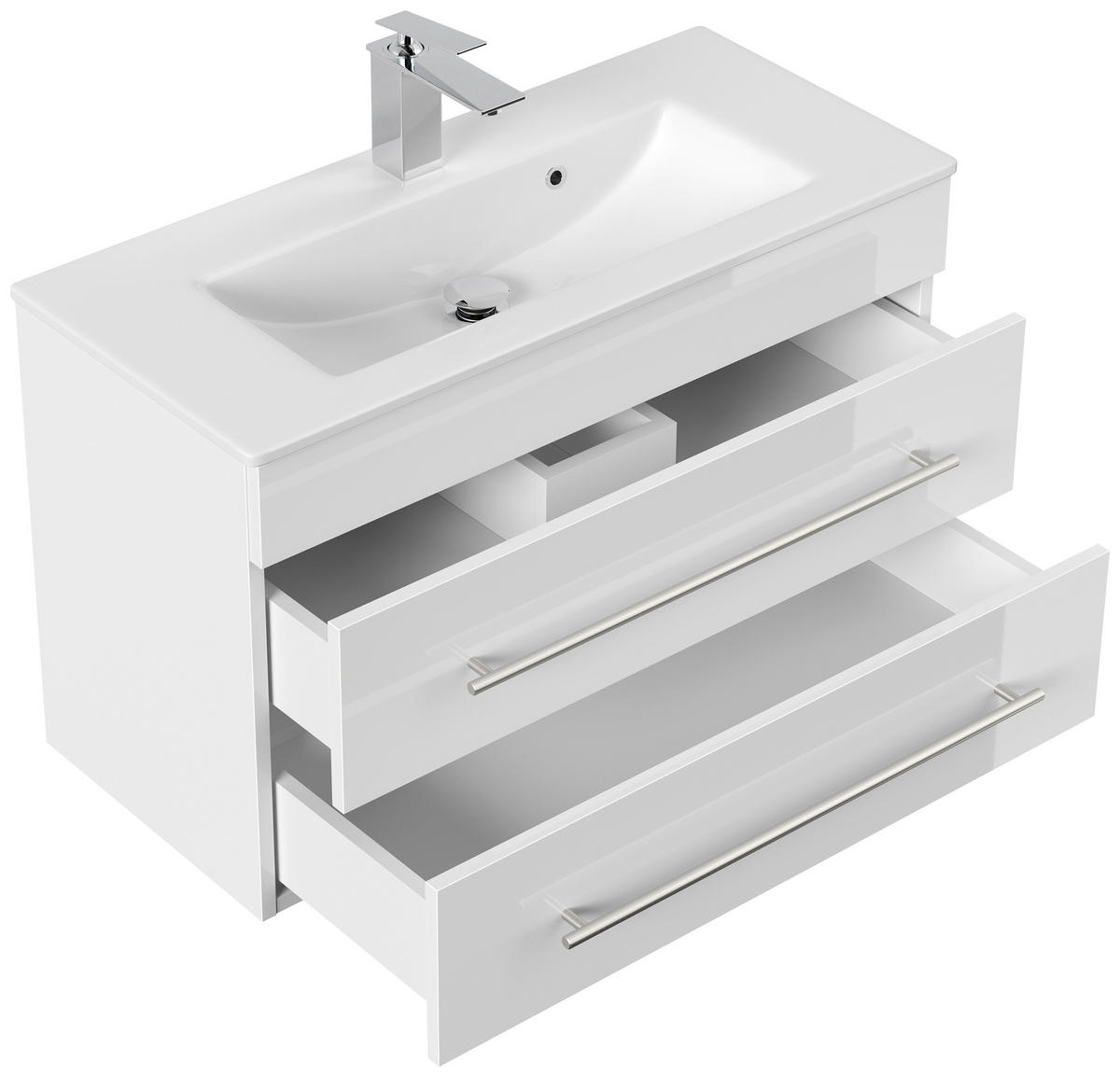BADEZIMMER  in 80,4 cm  - Weiß Hochglanz/Silberfarben, MODERN, Keramik/Holzwerkstoff (80,4cm) - MID.YOU