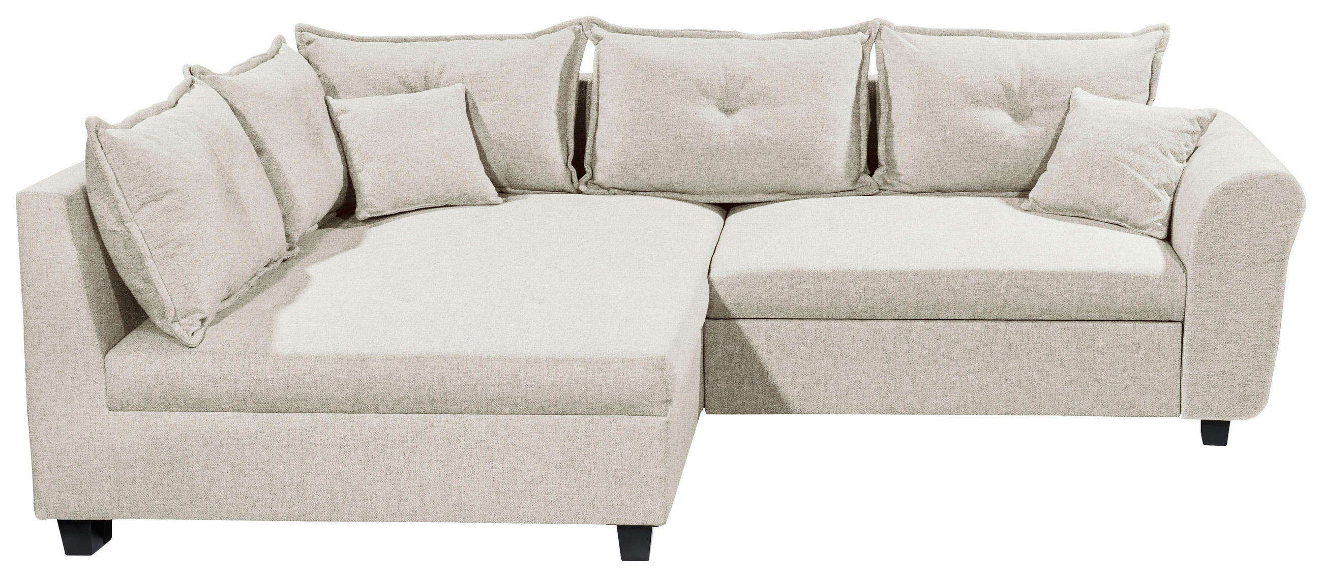 ECKSOFA Beige Webstoff  - Beige/Schwarz, MODERN, Kunststoff/Textil (175/252cm) - Livetastic